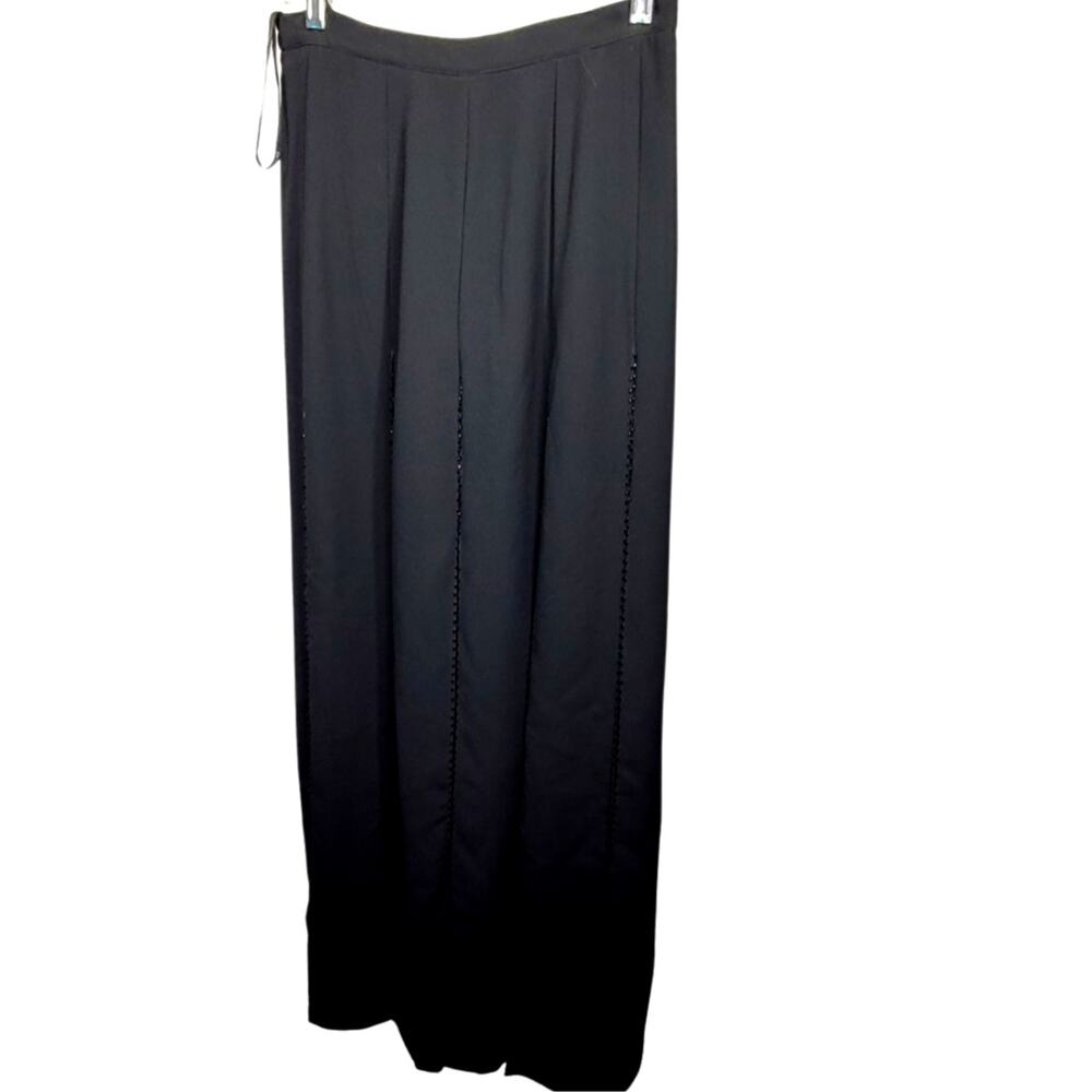 Cameron Blake Black Chiffon Overlay Beaded Dress Pants Size 6